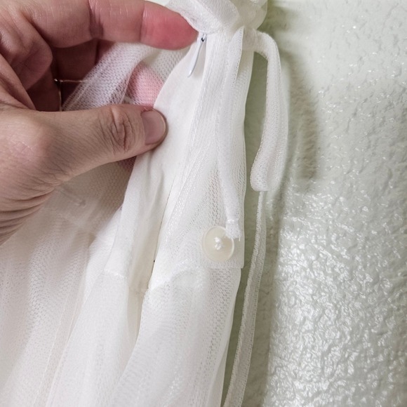 Lilith White Tulle Skirt L Midi Tie Zip Waist A Line Layered Party Wedding Guest - Picture 16 of 16